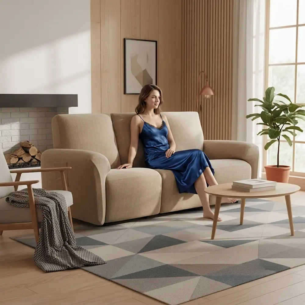 Elastischer Chenille-Bezug für Relaxsofas mit Fischgrätmuster